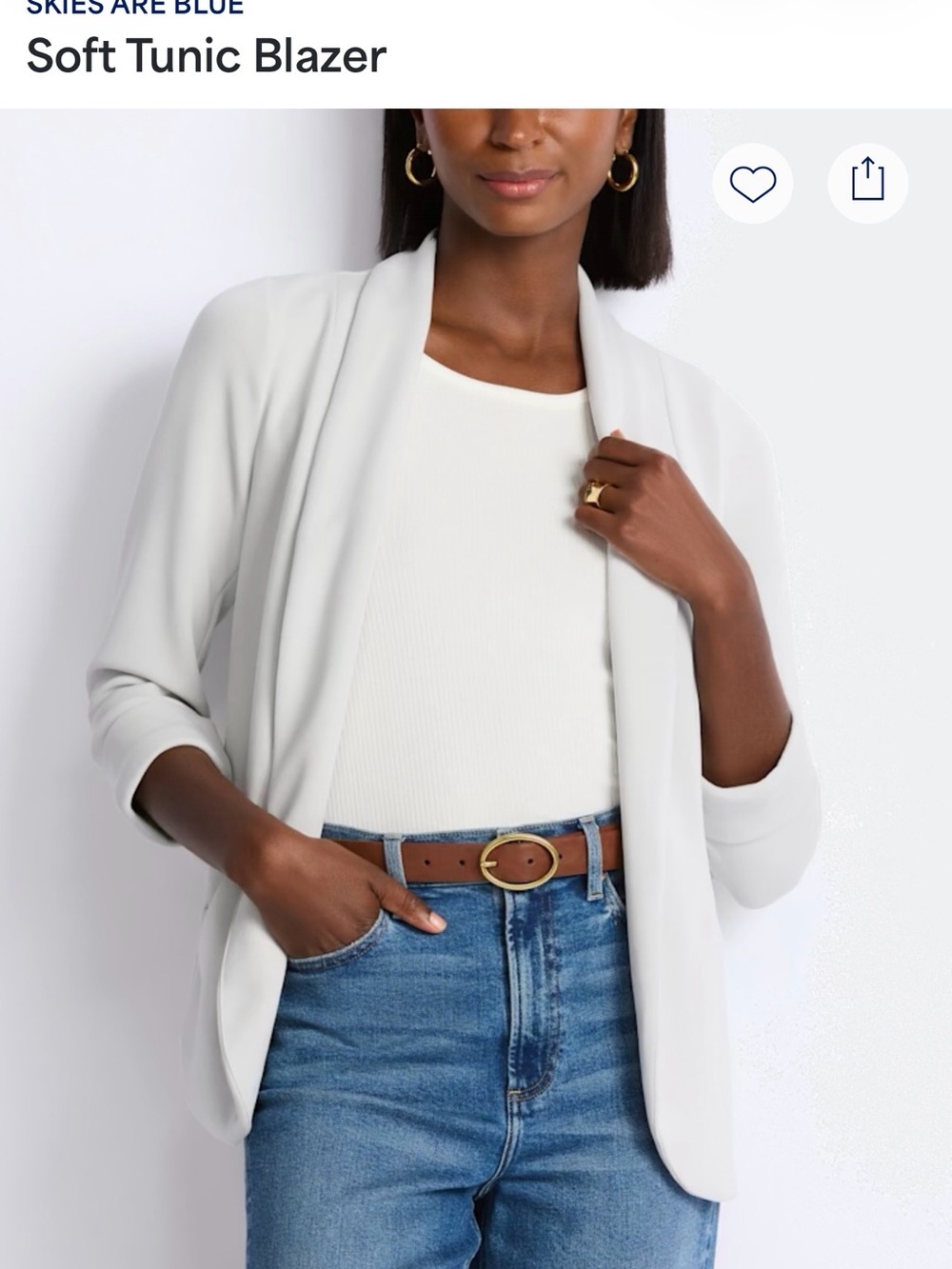 Skies are Blue Soft Light Gray Tunic Blazer